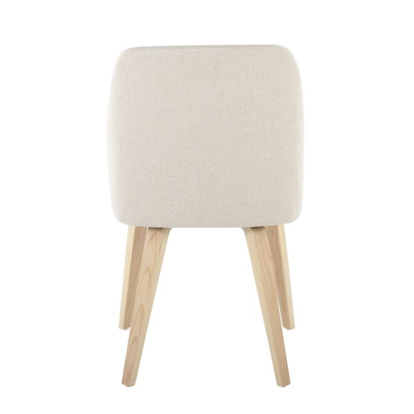 LumiSource Toriano Cream Fabric Mid Century Dining Chairs Set of 2 6