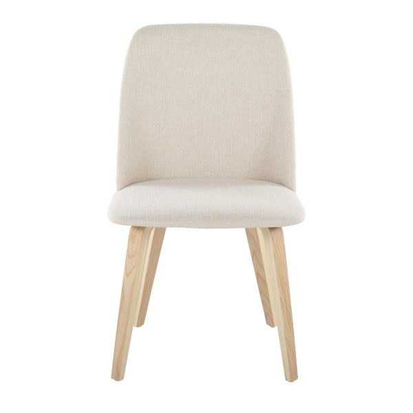 LumiSource Toriano Cream Fabric Mid Century Dining Chairs Set of 2 7