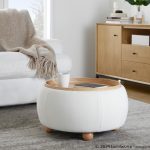 LumiSource Tray 26-Inch Natural Wood Contemporary Storage Pouf Ottoman 14 LumiSource Tray 26-Inch Natural Wood Contemporary Storage Pouf Ottoman