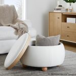 LumiSource Tray 26-Inch Natural Wood Contemporary Storage Pouf Ottoman 15 LumiSource Tray 26-Inch Natural Wood Contemporary Storage Pouf Ottoman