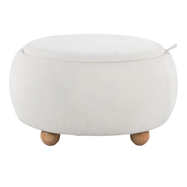 LumiSource Tray 26 Inch Natural Wood Contemporary Storage Pouf Ottoman 5