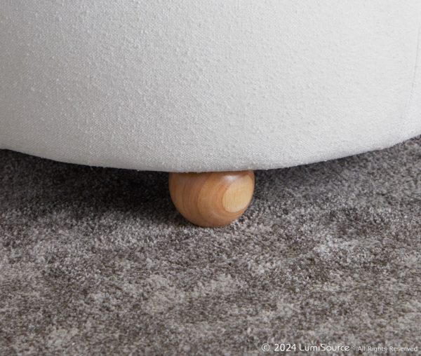 LumiSource Tray 26 Inch Natural Wood Contemporary Storage Pouf Ottoman