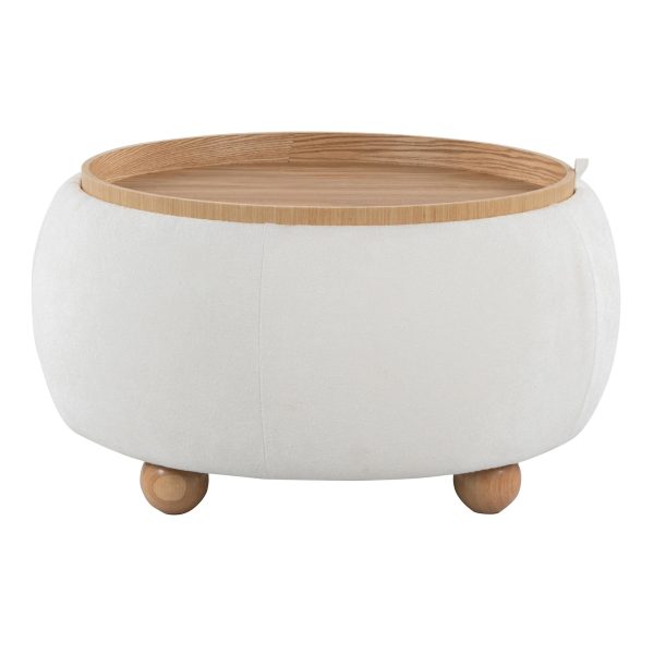 LumiSource Tray 26 Inch Natural Wood Contemporary Storage Pouf Ottoman 7