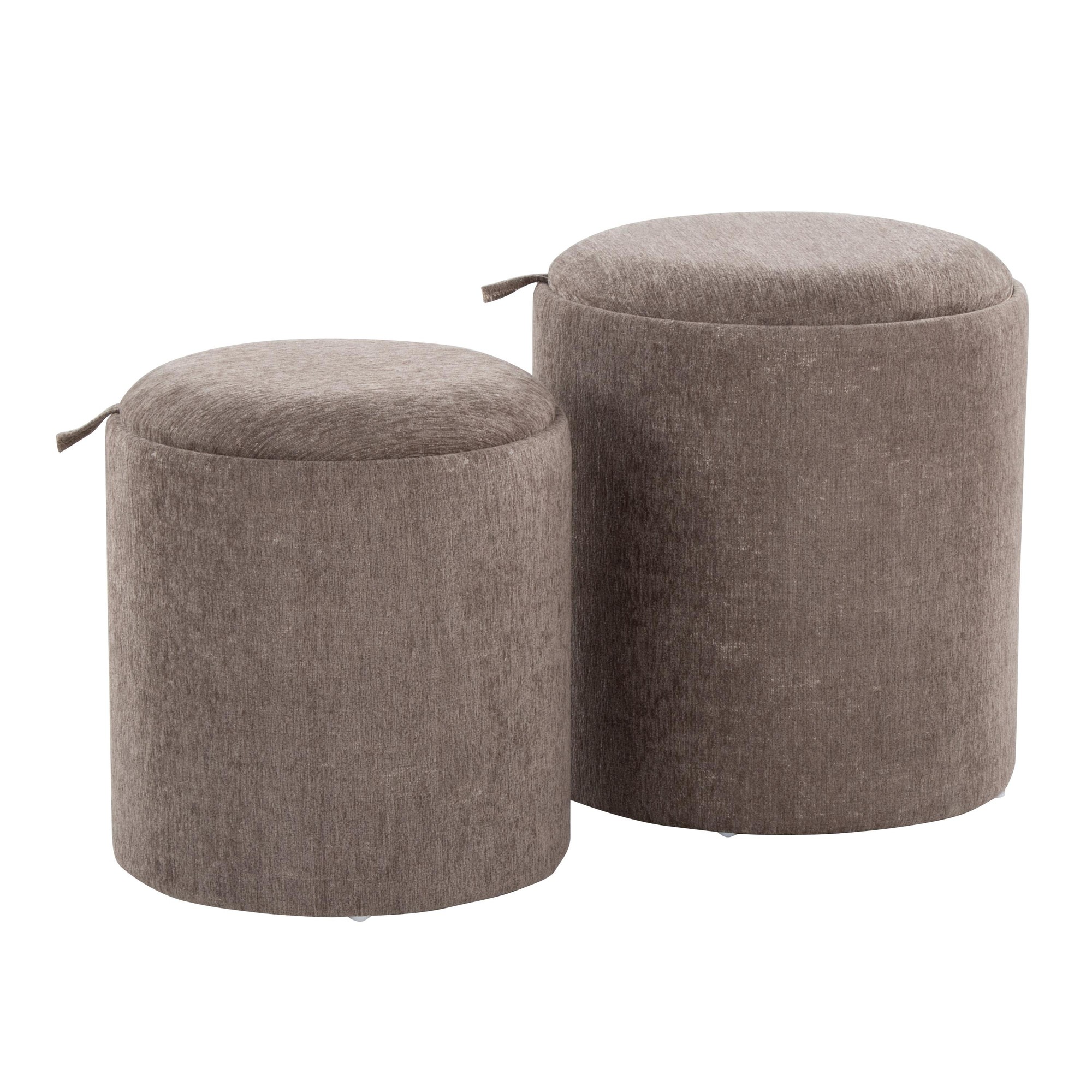 LumiSource Tray Brown Fabric Contemporary Nesting Ottoman Set 6 LumiSource Tray Brown Fabric Contemporary Nesting Ottoman Set - Image 6