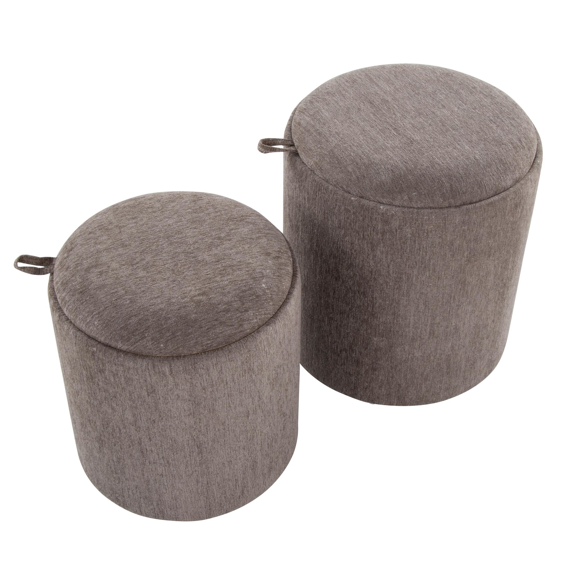 LumiSource Tray Brown Fabric Contemporary Nesting Ottoman Set 7 LumiSource Tray Brown Fabric Contemporary Nesting Ottoman Set - Image 7