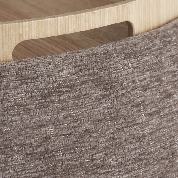 LumiSource Tray Brown Fabric Contemporary Ottoman Natural Wood Storage 10