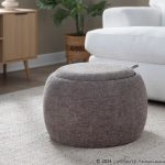 LumiSource Tray Brown Fabric Contemporary Ottoman Natural Wood Storage