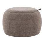 LumiSource Tray Brown Fabric Contemporary Ottoman Natural Wood Storage