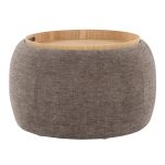 LumiSource Tray Brown Fabric Contemporary Ottoman Natural Wood Storage