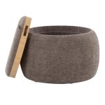 LumiSource Tray Brown Fabric Contemporary Ottoman Natural Wood Storage