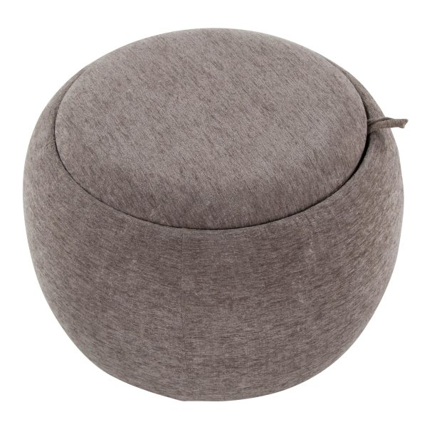 LumiSource Tray Brown Fabric Contemporary Ottoman Natural Wood Storage 8