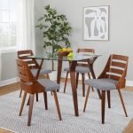 LumiSource Trevi Mid-Century Walnut Wood Grey Fabric Chairs (Set of 2) 10 LumiSource Trevi Mid-Century Walnut Wood Grey Fabric Chairs (Set of 2)