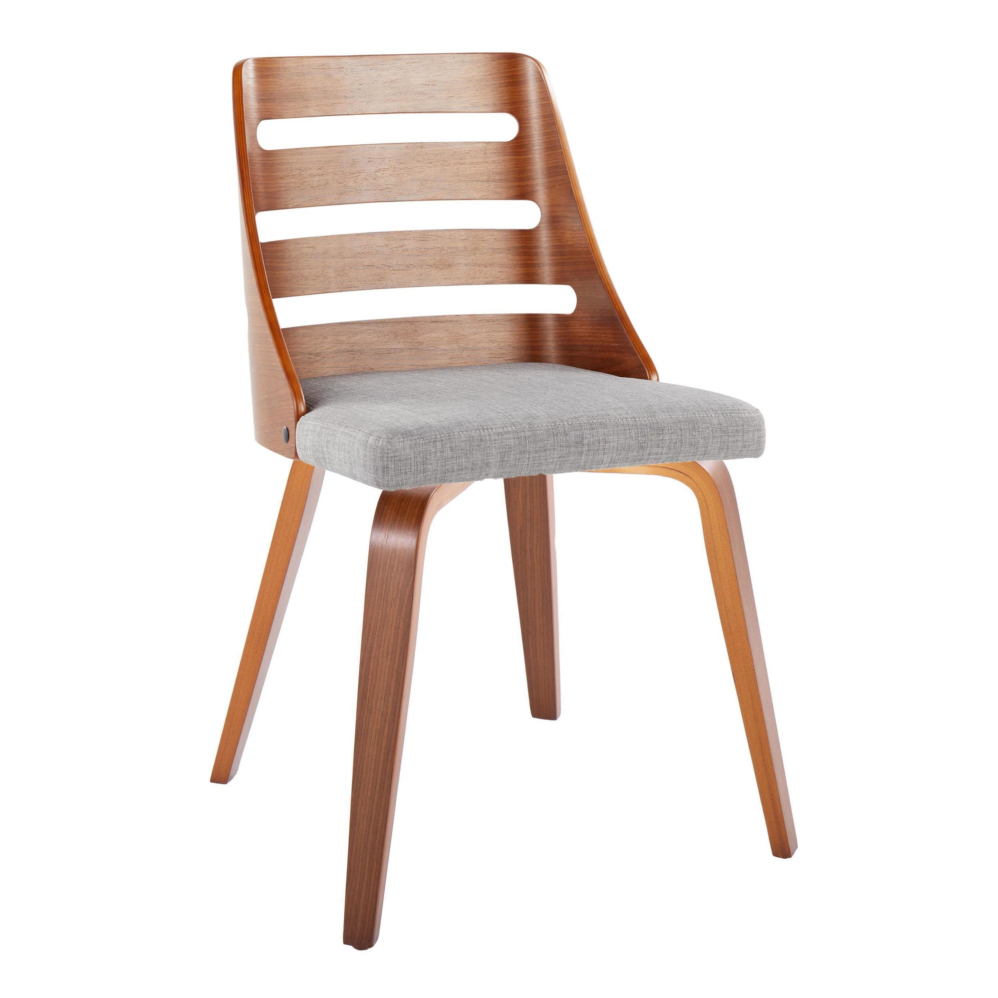 LumiSource Trevi Mid-Century Walnut Wood Grey Fabric Chairs (Set of 2) 4 LumiSource Trevi Mid-Century Walnut Wood Grey Fabric Chairs (Set of 2) - Image 4