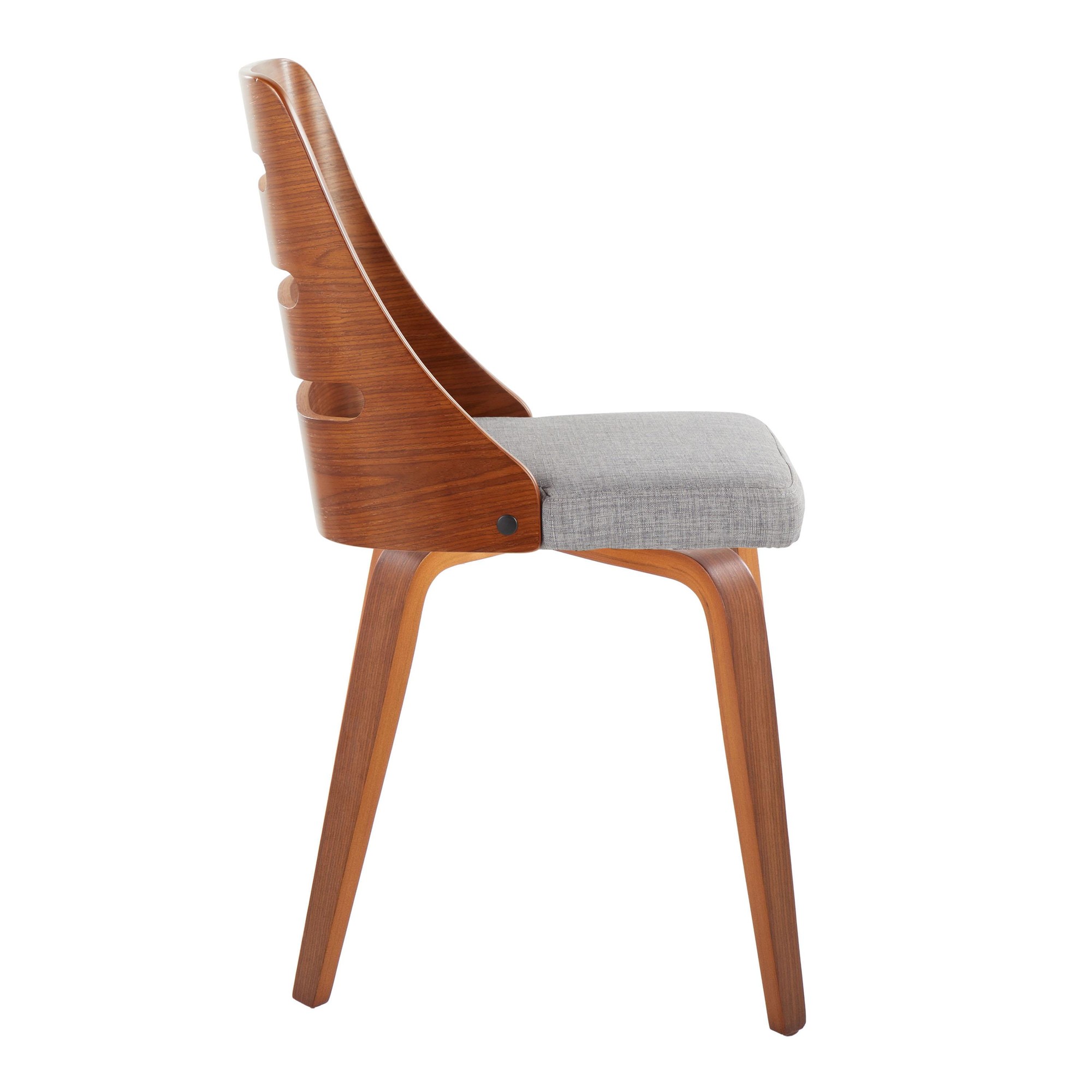LumiSource Trevi Mid-Century Walnut Wood Grey Fabric Chairs (Set of 2) 5 LumiSource Trevi Mid-Century Walnut Wood Grey Fabric Chairs (Set of 2) - Image 5