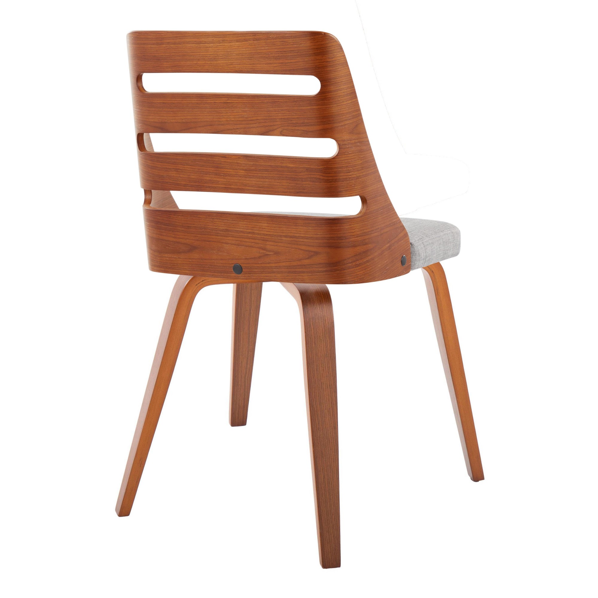 LumiSource Trevi Mid-Century Walnut Wood Grey Fabric Chairs (Set of 2) 6 LumiSource Trevi Mid-Century Walnut Wood Grey Fabric Chairs (Set of 2) - Image 6