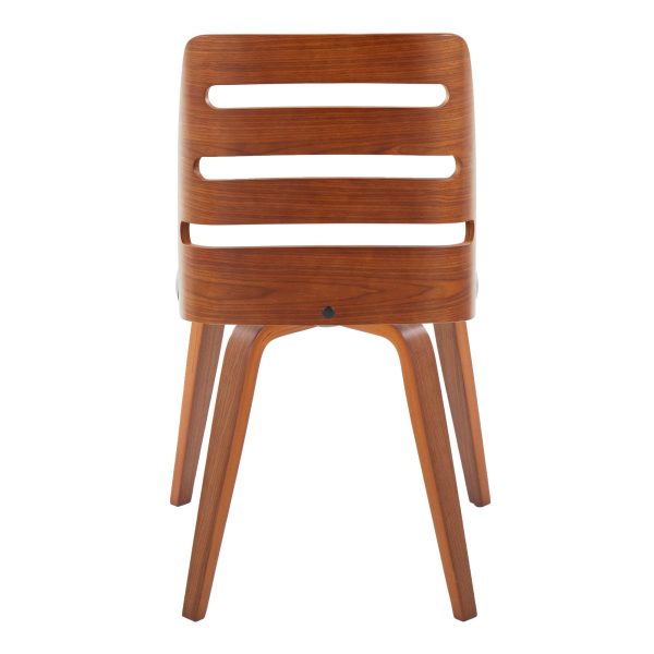 LumiSource Trevi Mid Century Walnut Wood Grey Fabric Chairs Set of 2 6
