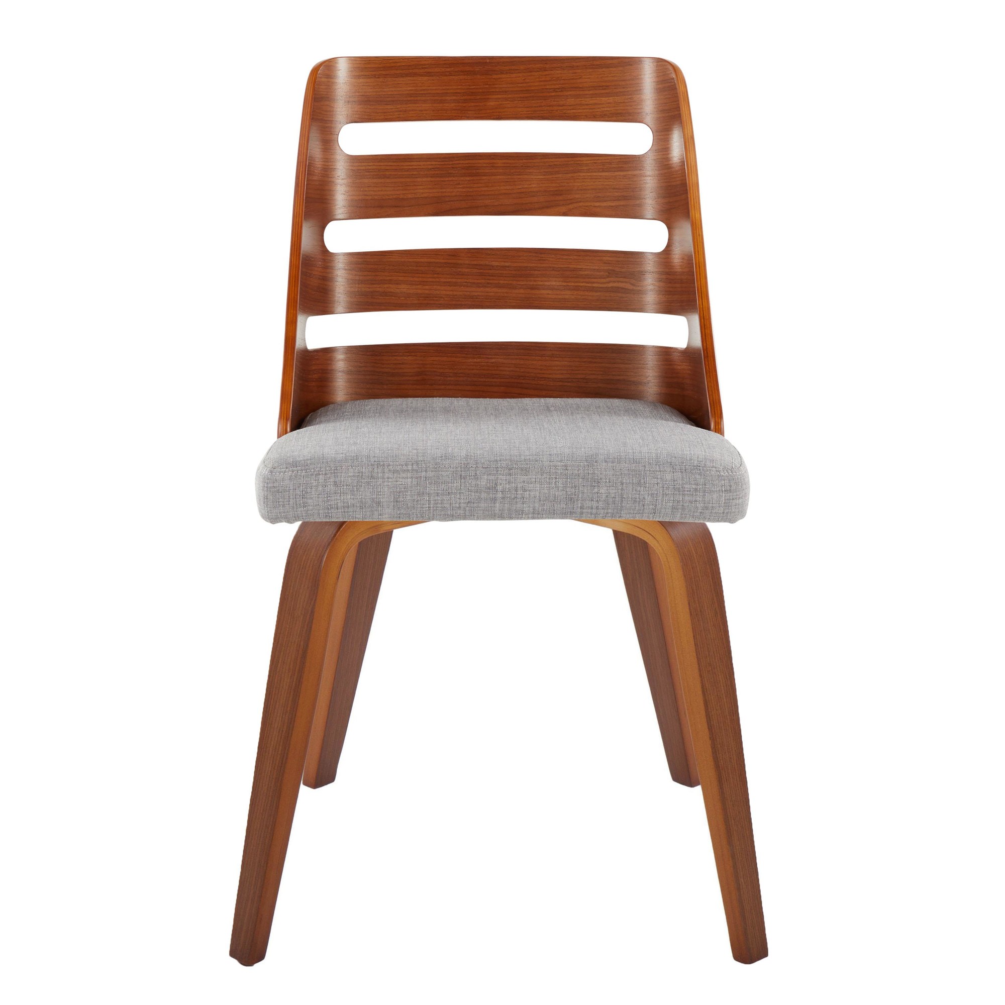 LumiSource Trevi Mid-Century Walnut Wood Grey Fabric Chairs (Set of 2) 8 LumiSource Trevi Mid-Century Walnut Wood Grey Fabric Chairs (Set of 2) - Image 8