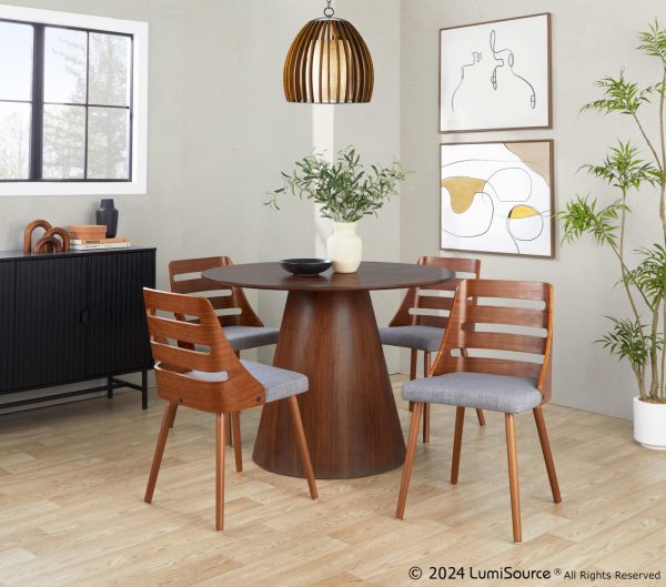 LumiSource Trevi Mid Century Walnut and Grey Accent Chair