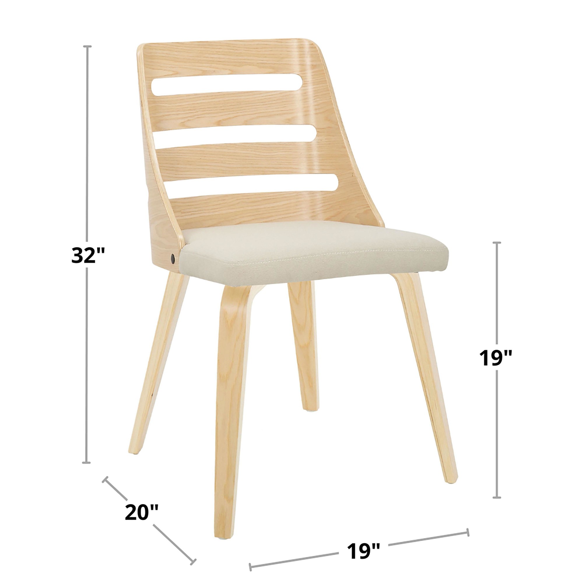 LumiSource Trevi Natural Wood Cream Mid-Century Chairs 13 LumiSource Trevi Natural Wood Cream Mid-Century Chairs - Image 13
