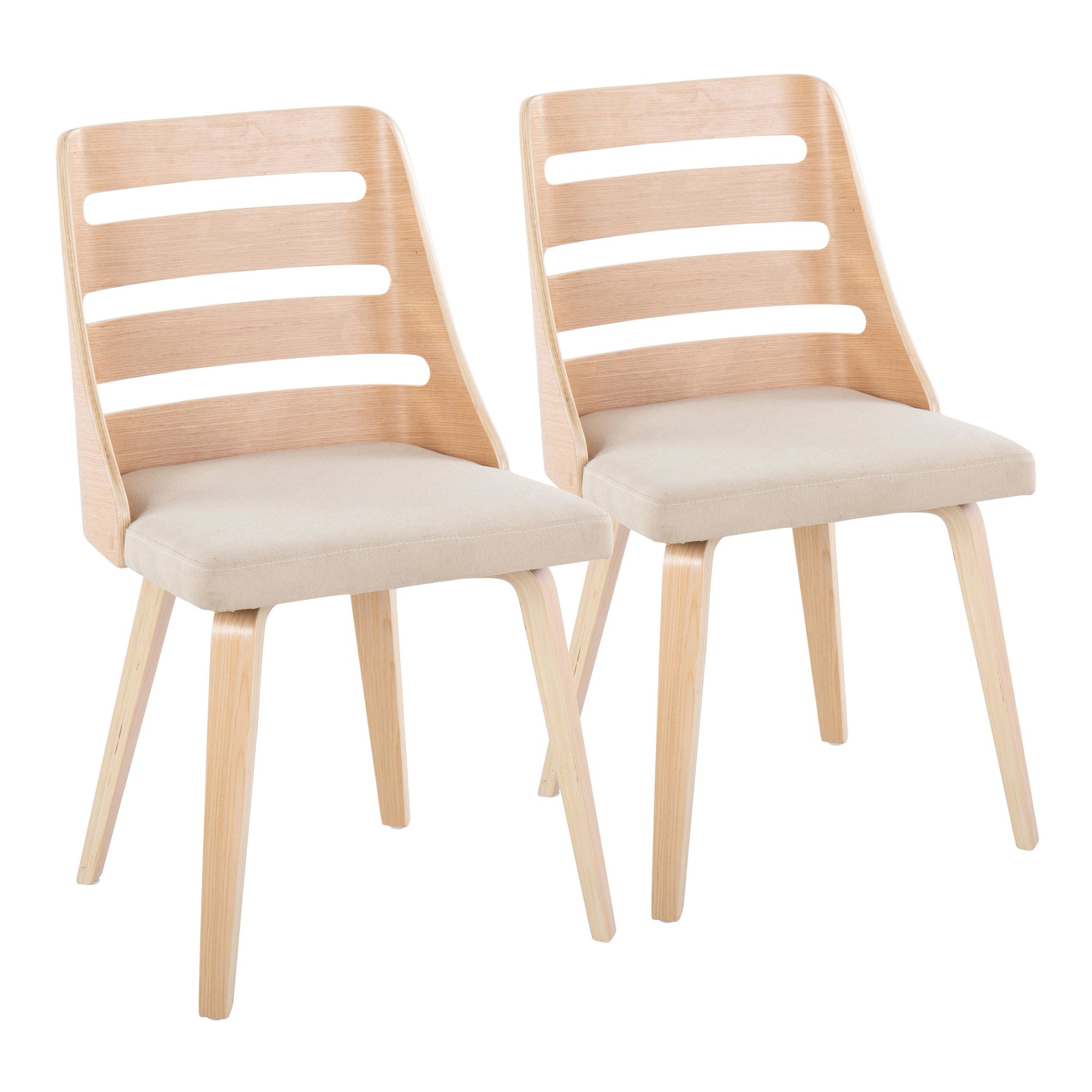 LumiSource Trevi Natural Wood Cream Mid-Century Chairs 3 LumiSource Trevi Natural Wood Cream Mid-Century Chairs - Image 3