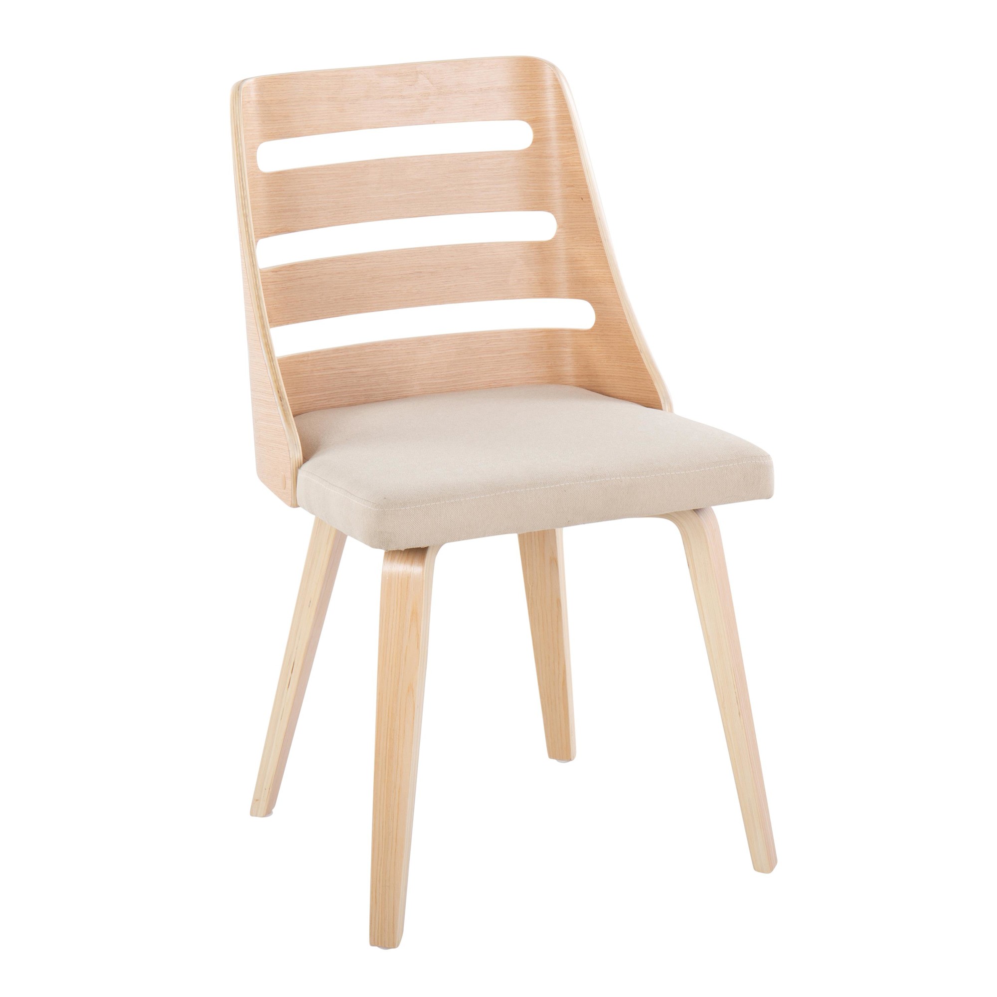 LumiSource Trevi Natural Wood Cream Mid-Century Chairs 4 LumiSource Trevi Natural Wood Cream Mid-Century Chairs - Image 4