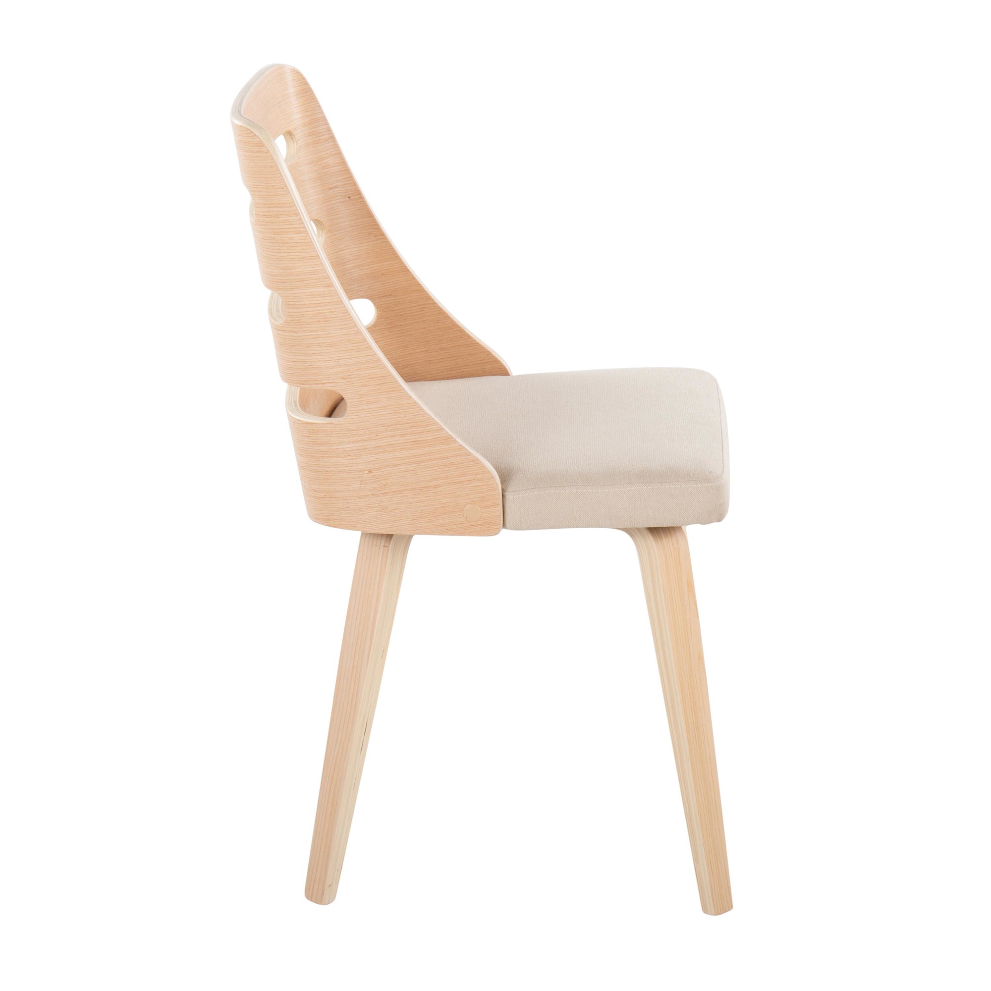 LumiSource Trevi Natural Wood Cream Mid-Century Chairs 8 LumiSource Trevi Natural Wood Cream Mid-Century Chairs - Image 8