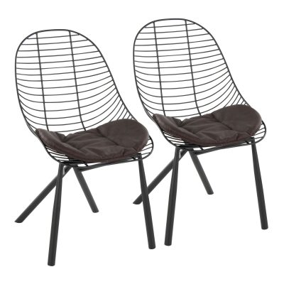 LumiSource Wired Black Metal Espresso Contemporary Chairs (Set of 2)