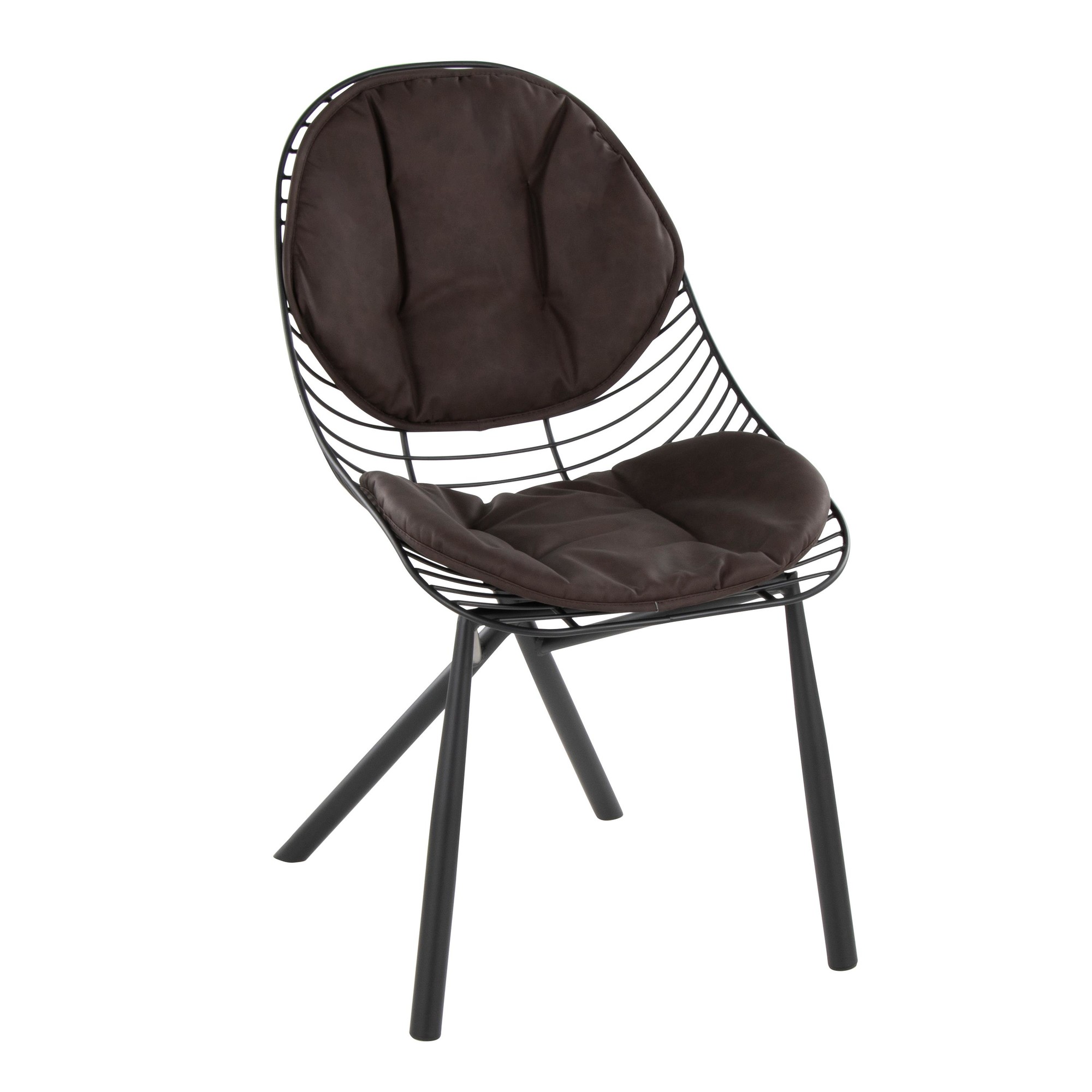 LumiSource Wired Black Metal Espresso Contemporary Chairs (Set of 2) 2 LumiSource Wired Black Metal Espresso Contemporary Chairs (Set of 2) - Image 2