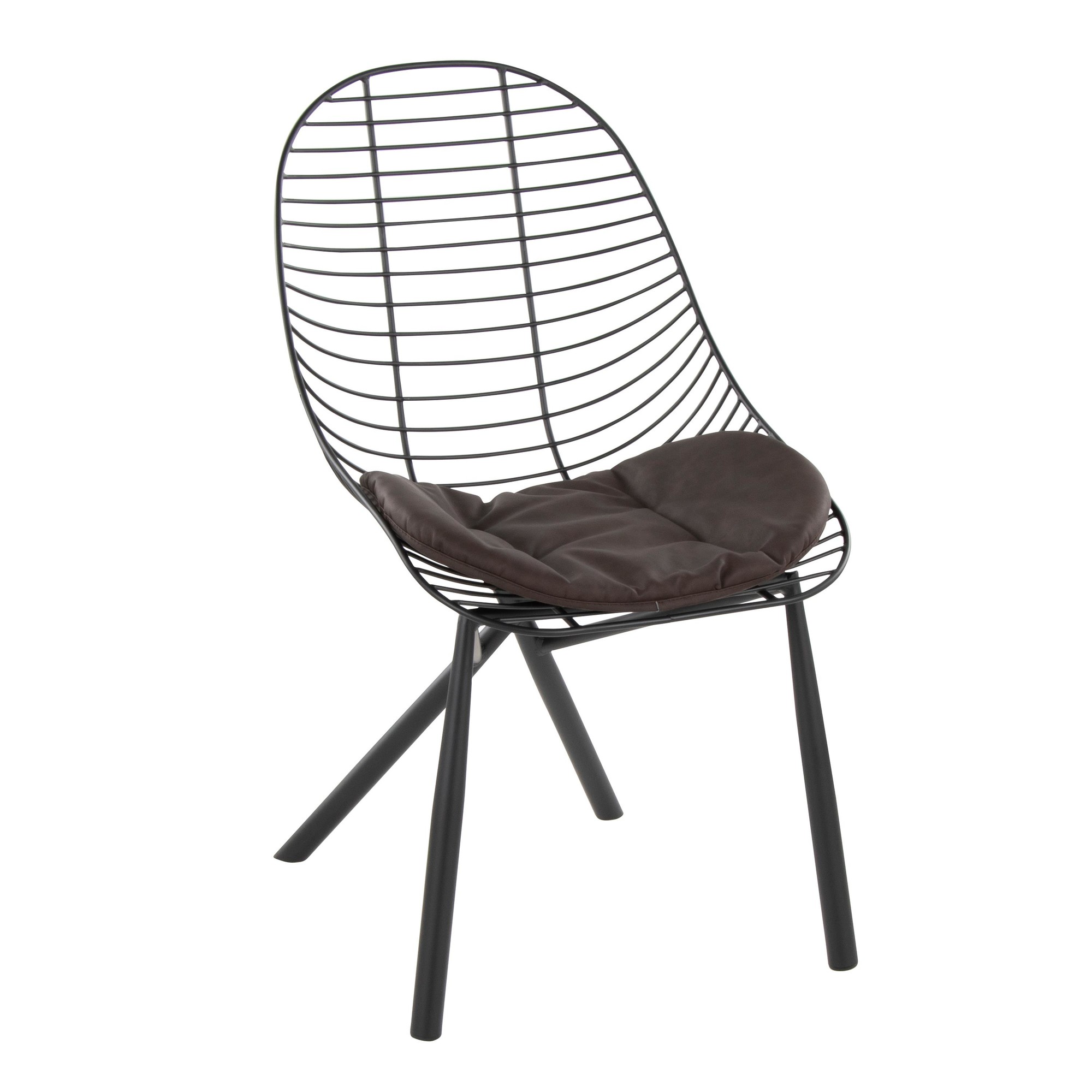 LumiSource Wired Black Metal Espresso Contemporary Chairs (Set of 2) 3 LumiSource Wired Black Metal Espresso Contemporary Chairs (Set of 2) - Image 3