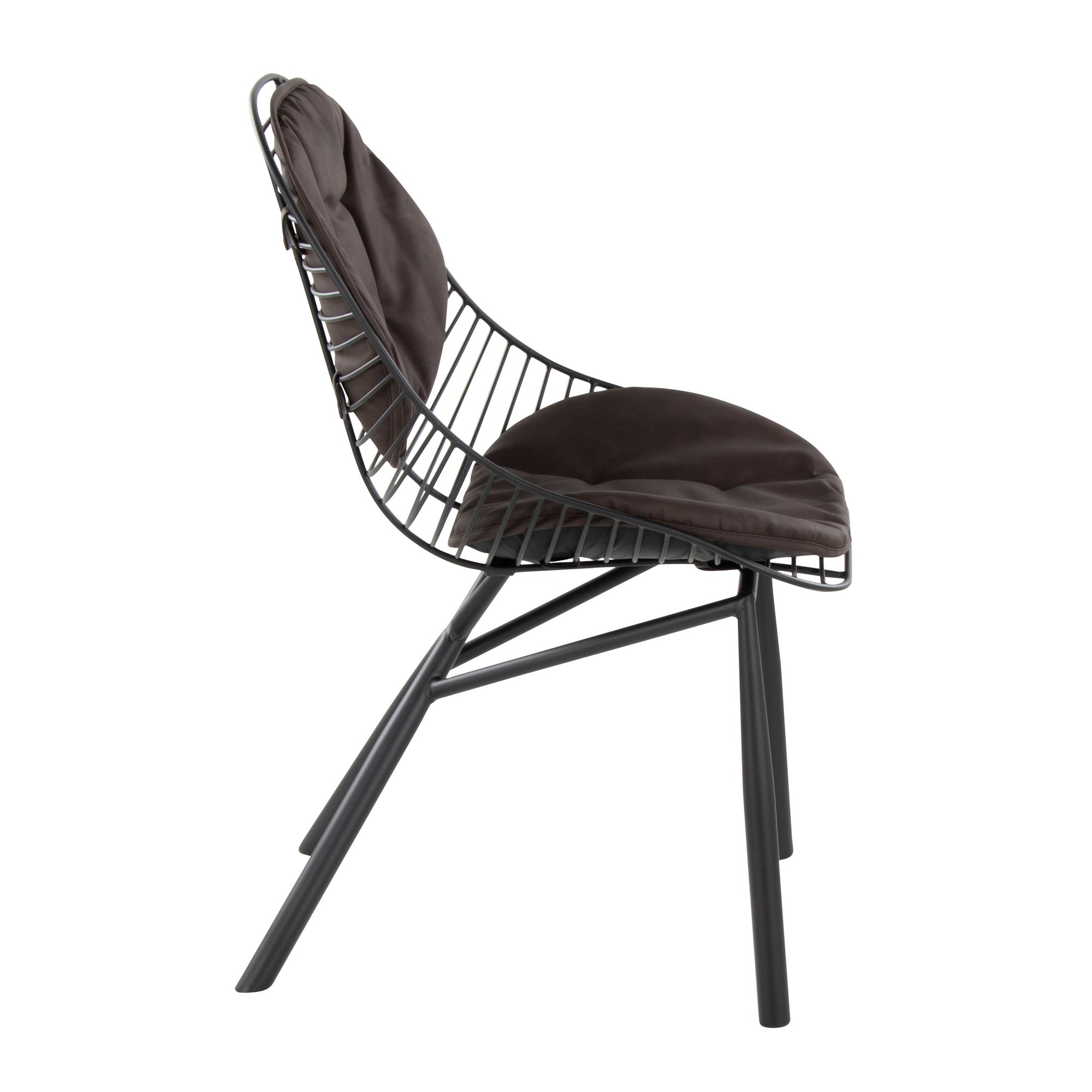 LumiSource Wired Black Metal Espresso Contemporary Chairs (Set of 2) 4 LumiSource Wired Black Metal Espresso Contemporary Chairs (Set of 2) - Image 4