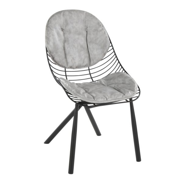 LumiSource Wired Black Metal Light Grey Contemporary Chairs Set of 2 2