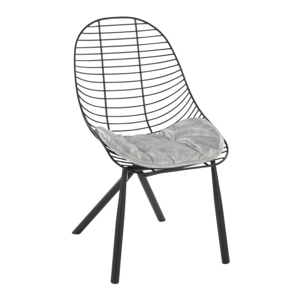 LumiSource Wired Black Metal Light Grey Contemporary Chairs Set of 2 3