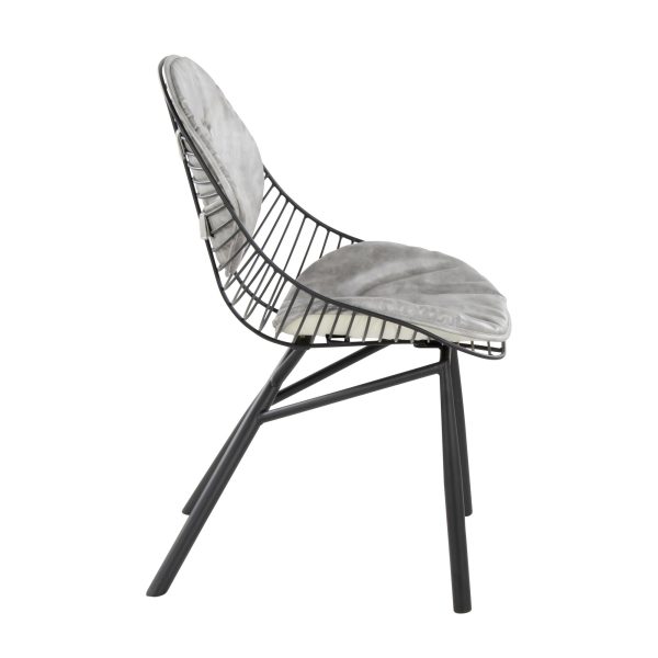 LumiSource Wired Black Metal Light Grey Contemporary Chairs Set of 2 4