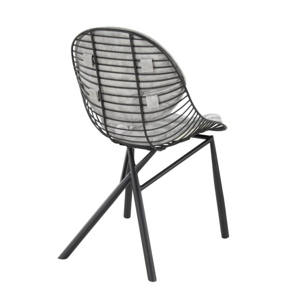 LumiSource Wired Black Metal Light Grey Contemporary Chairs Set of 2 5