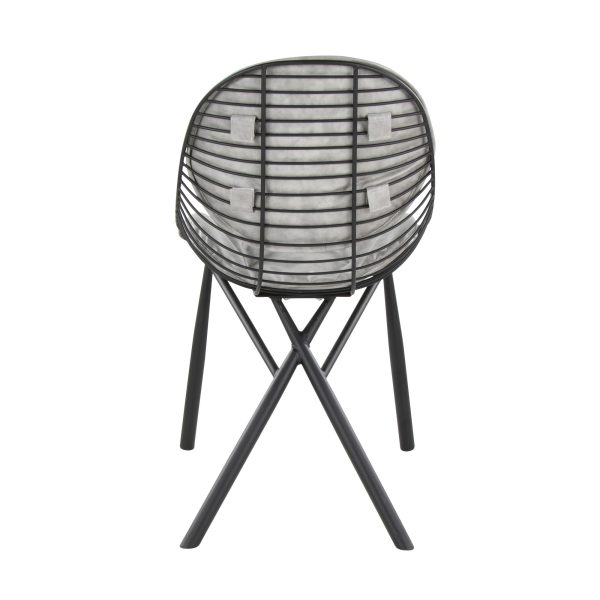 LumiSource Wired Black Metal Light Grey Contemporary Chairs Set of 2 6