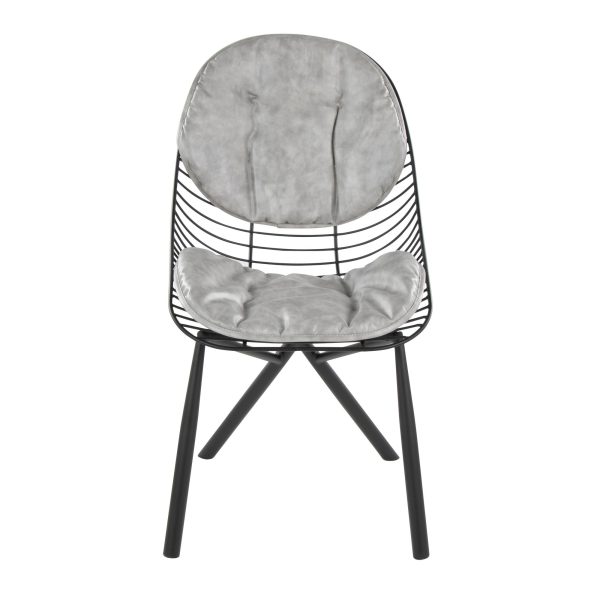 LumiSource Wired Black Metal Light Grey Contemporary Chairs Set of 2 7