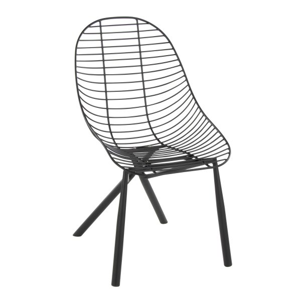 LumiSource Wired Black Metal Light Grey Contemporary Chairs Set of 2 8