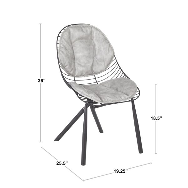 LumiSource Wired Black Metal Light Grey Contemporary Chairs Set of 2 9