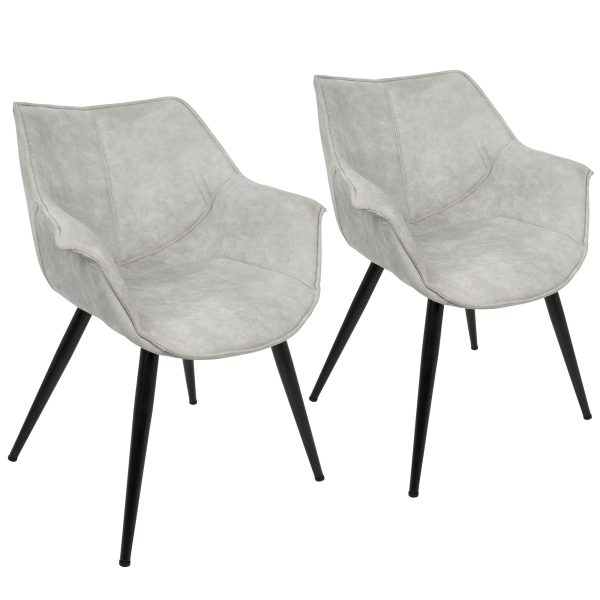 LumiSource Wrangler Light Grey Industrial Accent Chairs Set of 2 2