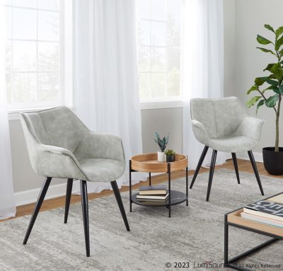 LumiSource Wrangler Light Grey Industrial Accent Chairs (Set of 2)