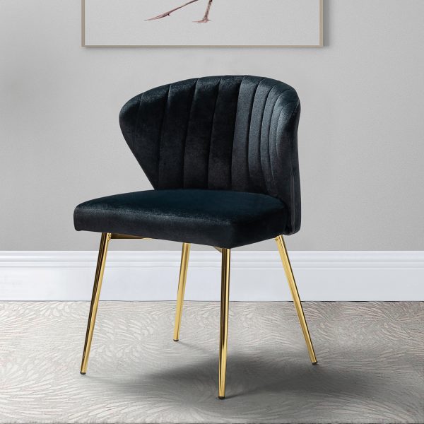 Luna Black Velvet Channel Tufted Contemporary Side Chair 1