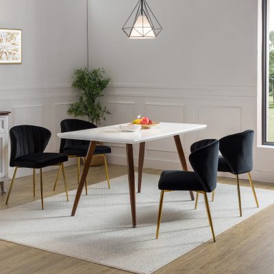 Luna Black Velvet Channel-Tufted Contemporary Side Chair