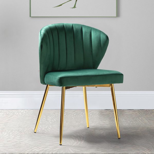 Luna Green Velvet Channel Tufted Side Chair 1