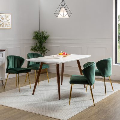 Luna Green Velvet Channel Tufted Side Chair