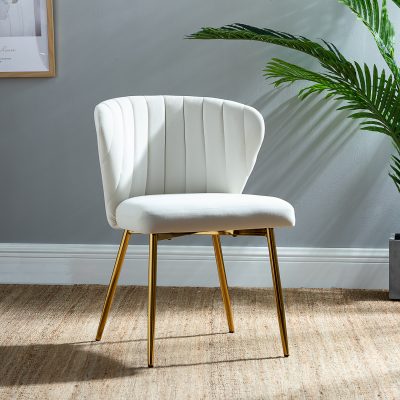 Luna Ivory Velvet Channel Tufted Accent Side Chair