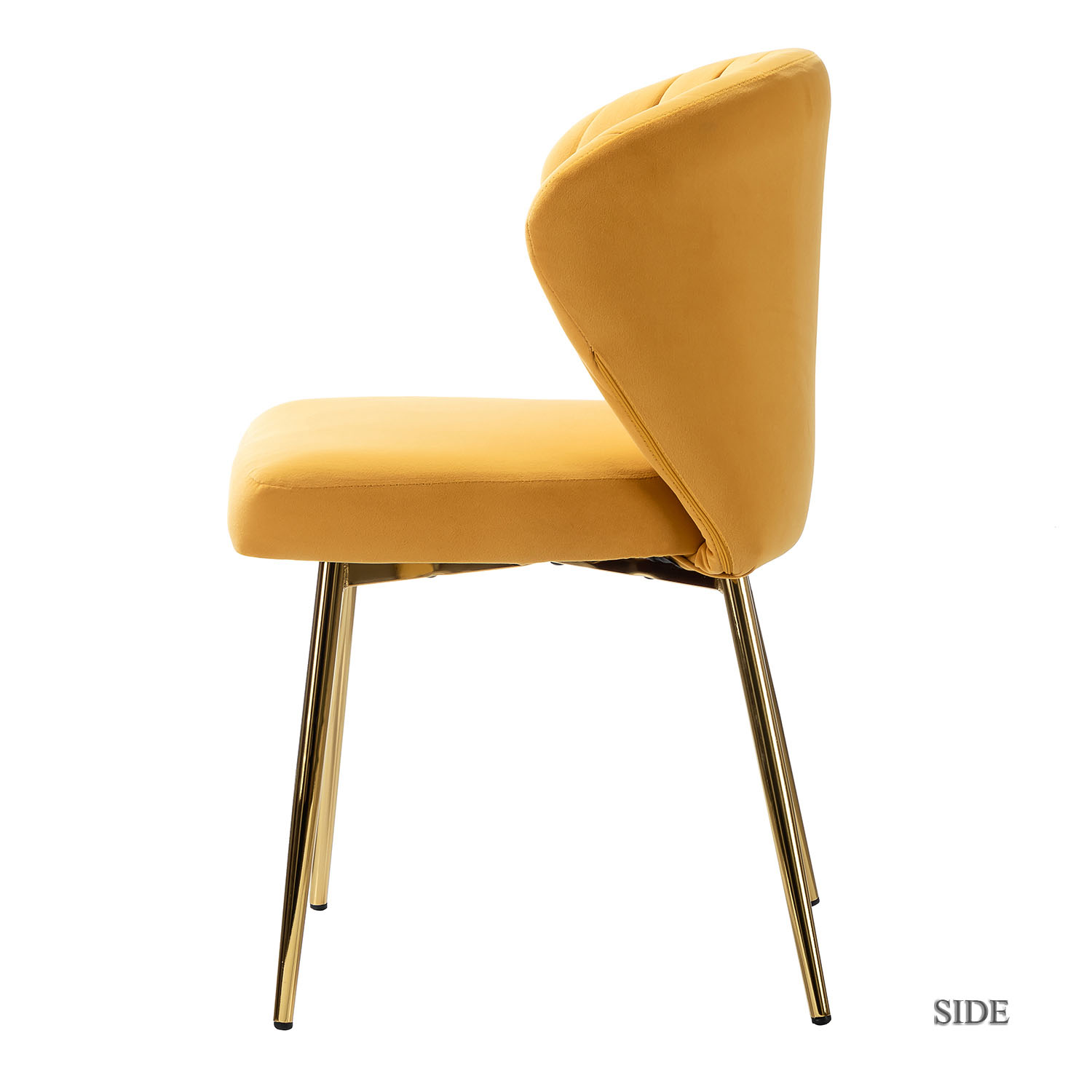 Luna Mustard Velvet Channel-Tufted Contemporary Side Chair 3 Luna Mustard Velvet Channel-Tufted Contemporary Side Chair - Image 3