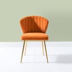 Luna Orange Velvet Channel Tufted Accent Side Chair 7 Luna Orange Velvet Channel Tufted Accent Side Chair