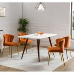 Luna Orange Velvet Channel Tufted Accent Side Chair 6 Luna Orange Velvet Channel Tufted Accent Side Chair