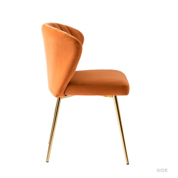 Luna Orange Velvet Channel Tufted Accent Side Chair 2