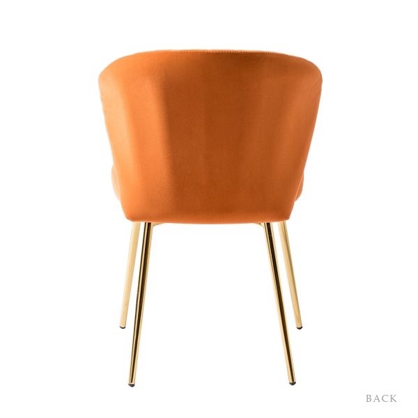 Luna Orange Velvet Channel Tufted Accent Side Chair 4